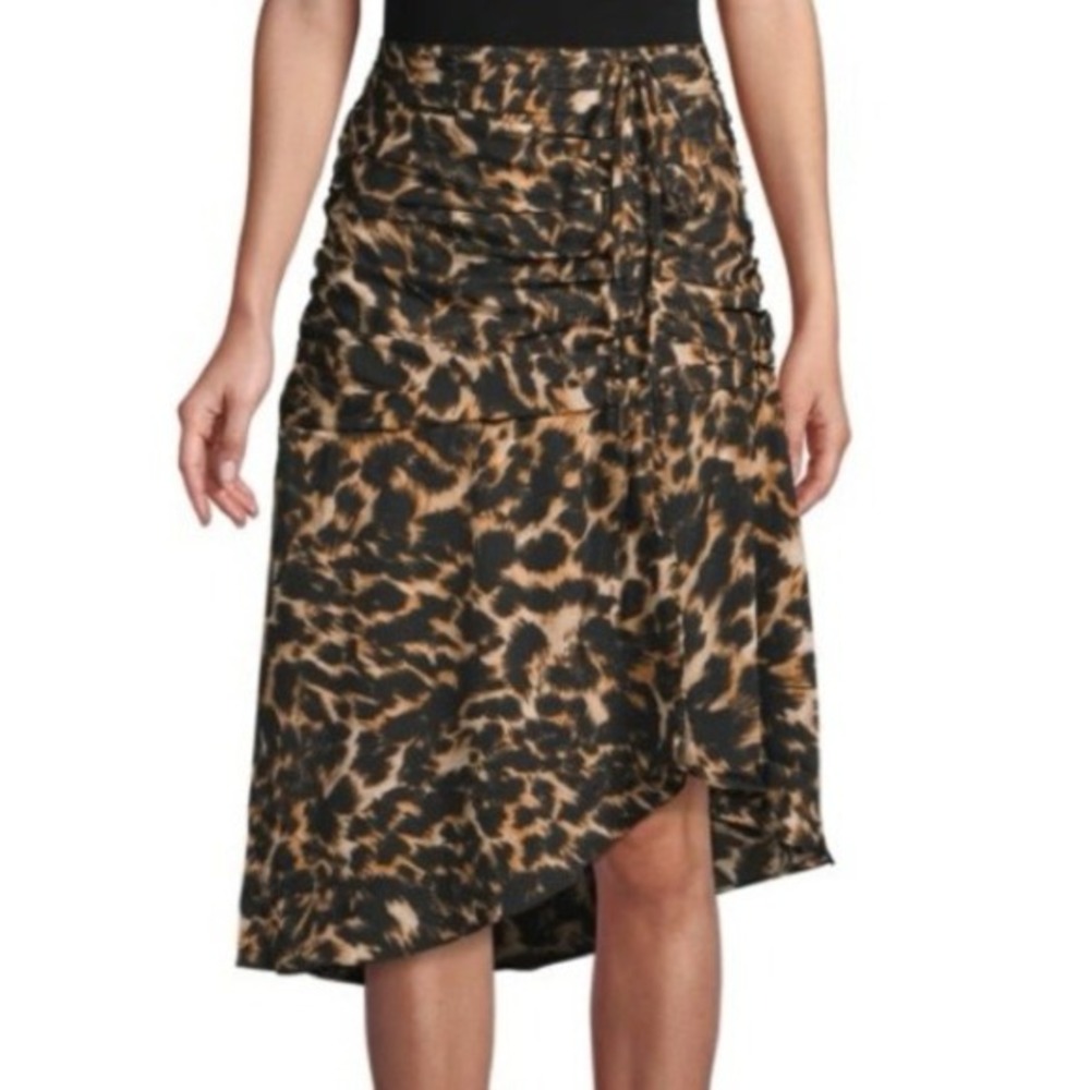 Walter Baker Lilah Leopard Print Ruched Mini Skirt Brown Black Womens Size 8‎